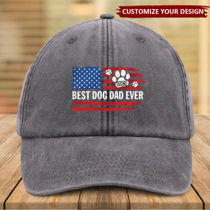 In Paws We Trust - Dog & Cat Personalized Custom Vintage Washed Denim Baseball Cap US - Gift For Dad, Pet Owners, Pet Lovers