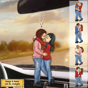 Doll Couple Hugging - Personalized Car Hanging Ornament