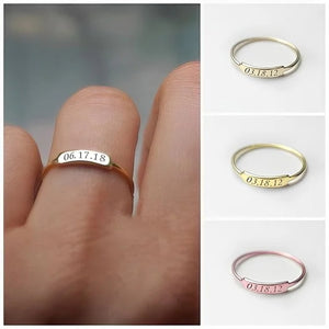 Custom Delicate Dainty Bar Date Ring