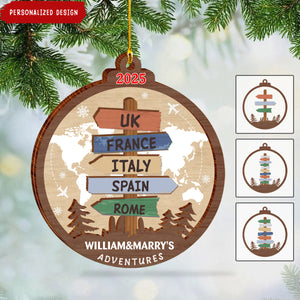 Personalized Travel Adventure Wood Ornament-Gift for Travelers