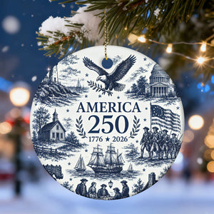 America 250th Ceramic Ornament 1776-2026, Patriotic Christmas Ornament