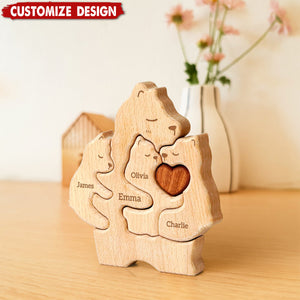 Mommy Bear Family Wooden Puzzle - Mother's Day Gift For Mom,Grandma