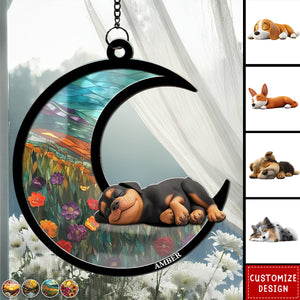 Dreaming Of Treats And Belly Rubs - Personalized Suncatcher - Gift For Dog Lovers