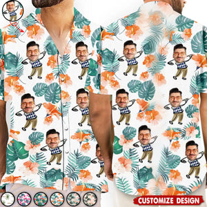 Custom Photo Golf Lovers Funny Art - Personalized Hawaiian Shirt