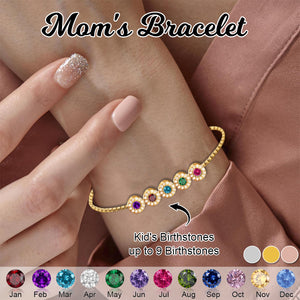 Personalized Adjustable Family Birthstone Bracelet-Gift For Mom/Grandma