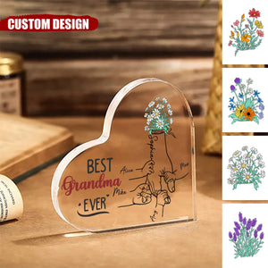 Best Nana/Mom Ever - Personalized Heart-shaped Acrylic Plaque