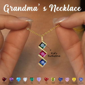 Personalized Mini Square Birthstone Necklace, Mother's Day Gift