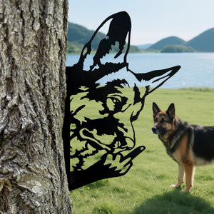 German Shepherd Middle Finger Metal Sign - Versatile Mountable Wall Art