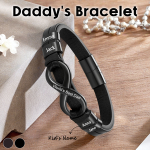 Personalized Infinity Leather Bracelet-Gift For Dad