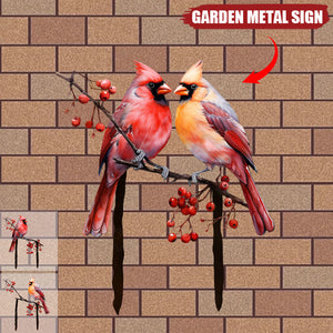 Cardinals Garden Metal Sign with Stake - Memorial Gift