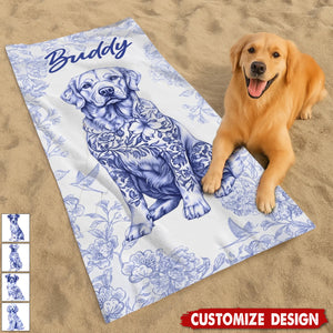 Dog Personalized Beach Towel - Summer Gift For Pet Lovers
