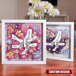 Holding Mom's Hands - Personalized Flower Shadow Box With Name