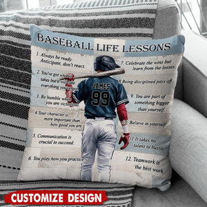 Baseball Life Lessons -Personalized Pillow - Gift For Baseball Lover