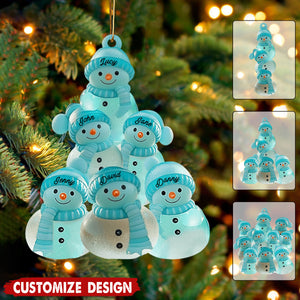 Merry Christmas Snowman Family - Personalized Family Ornament