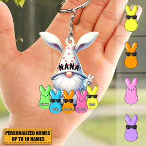 Bunny Nana Grandma Easter Grandkids Personalized Acrylic Keychain