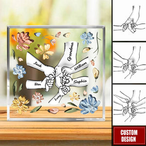 Hand In Hand, I Will Always Protect You - Gift For Mom, Grandma - Personalized Square Shaped Acrylic Plaque