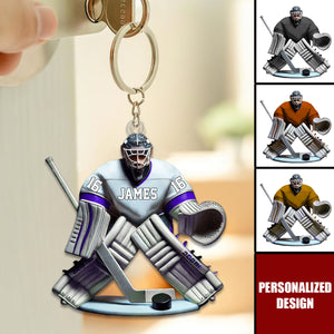 Personalized Hockey Goalie Keychain
