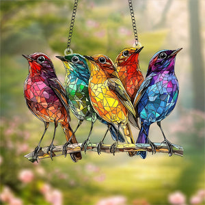 Five Colored Robins Suncatchers-Gift for Bird Lovers,Garden Enthusiasts,Family,Friends