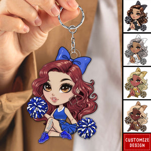 Cheerleader Cartoon Sports Girl-Personalized Keychain