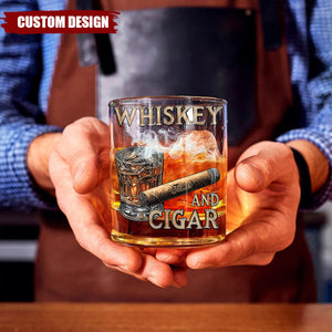 Whiskey And Cigar - Personalized Whisky Glass
