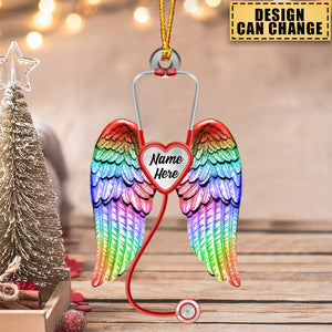 Personalized Nurse Angel Wings Acrylic Car / Christmas Ornament - Gift For Nurse