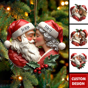 Personalized Romantic Santa And Mrs. Claus Christmas Ornament - Gift For Couple