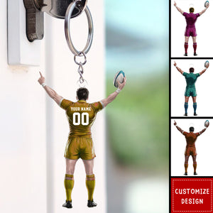 Personalized Rugby Player Keychain - Gifts For Rugby Lovers