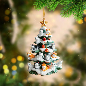 Snowy Cat Christmas Tree Ornament