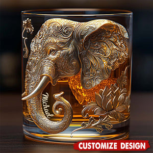 Beautiful Elephant - Personalized Elephant Whiskey Glass