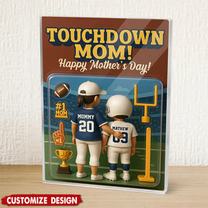 Touchdown Mom! - Personalized American Football Shaped Acrylic Plaque