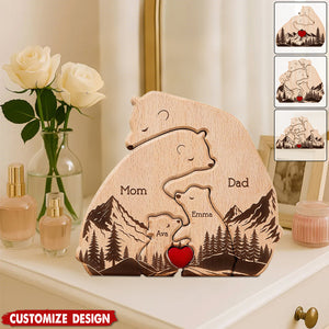 Hugging Bear Family New Version - Personalized Wooden Bear Family Puzzle