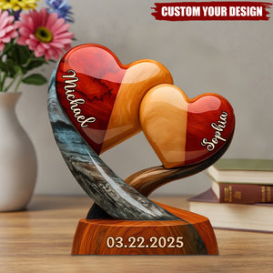 Our Hearts Beat As One - Couple Personalized Custom Acrylic Plaque - Gift For Husband Wife, Anniversary