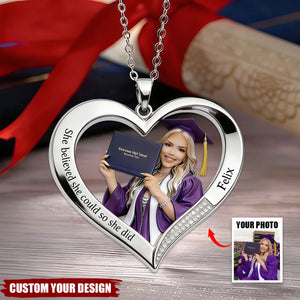 You Did It - Personalized Graduation Shaped Metal Pendant Necklace