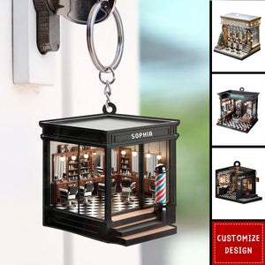 Personalized Barber Shop Keychain - Gift For Barber - 2024 New Release