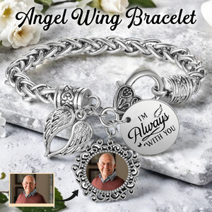 I Am Always With You - Personalized Angel Wing Memorial Bracelet, Sympathy Gift For Friend Or Family
