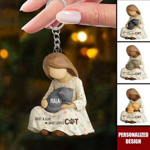 Just A Girl Who Loves Cats-Personalized Cat Lovers Keychain