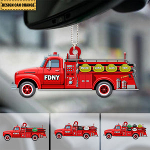 Personalized Firefighter , Fire Truck Acrylic Car / Christmas Ornament