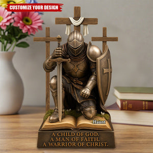 Knight Kneeling Down In Armor Acrylic Plaque - Personalized Gifts For Armor of God