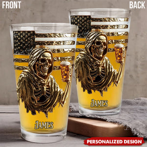 F*ck It Let's Have A Beer - Personalized Skull Beer Glass