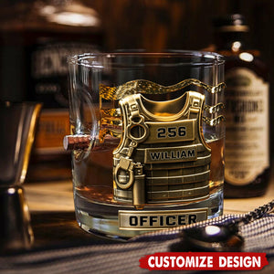 Serve And Protect - Personalized Police Officer Bullet Whiskey Glass