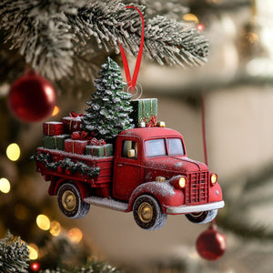 Red Vintage Truck Christmas Ornament