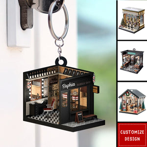 Personalized Barber Shop Keychain - Gift For Barber - 2024 New Release