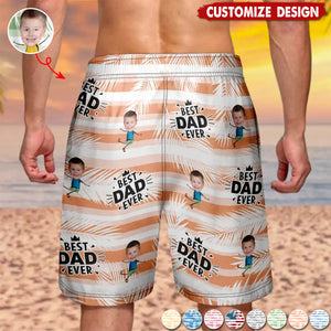 Custom Photo Best Dad Grandpa Ever - Personalized Unisex Beach Shorts