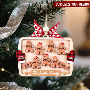 Personalized Family Gingerbread 2 Layered Wooden Christmas Ornament 2026