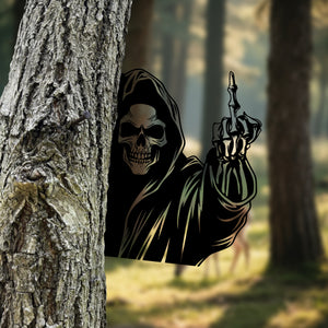 Grim Reaper Middle Finger Metal Sign Decoration-Versatile Mountable Wall Art