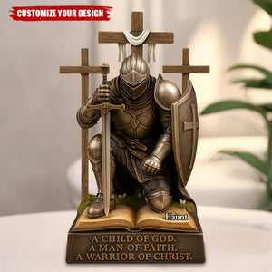 Knight Kneeling Down In Armor Acrylic Plaque - Personalized Gifts For Armor of God