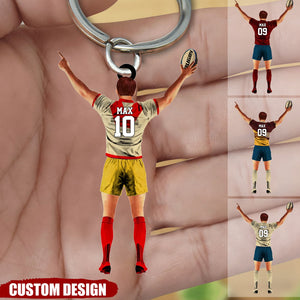 Personalized Name, Number & Appearance - Acrylic Keychain-Gift for Rugby Lovers