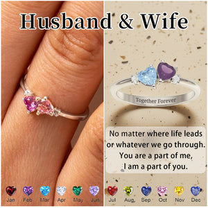 Personalized Pair of Hearts Gemstone Promise Ring