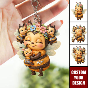 Grandma Mom's Reasons to Bee Happy - Personalized Acrylic Keychain - Mother's Day Gift for Grandma, Mom