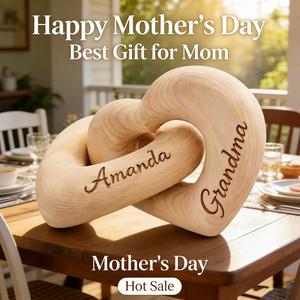 Personalized Infinity Heart Wood Sculpture - Gift For Mom Grandma